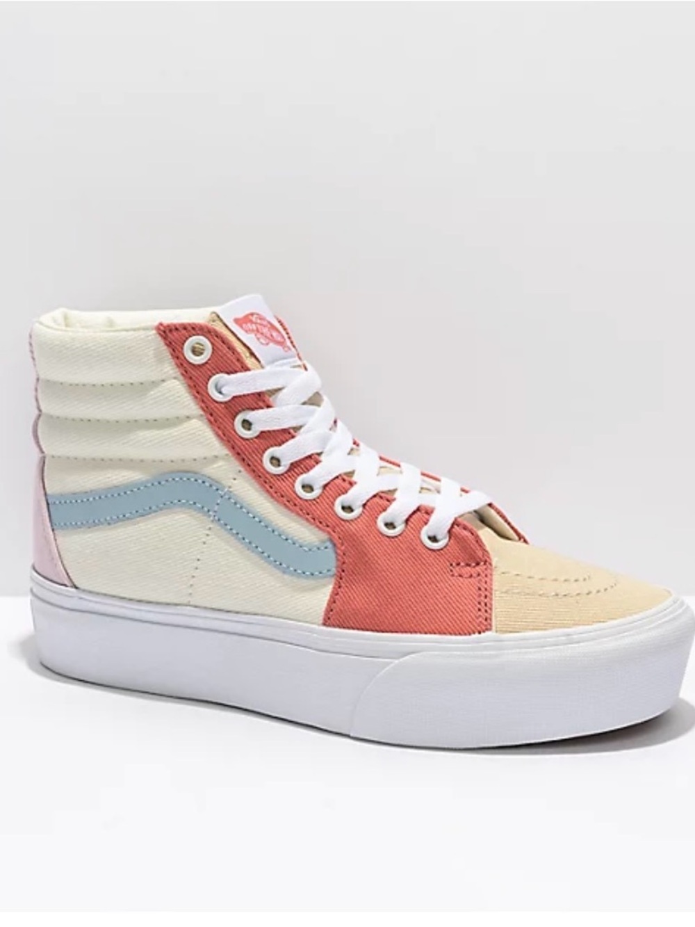Vans Women's High-Top Platform Sneakers in Coral, Cream & Light Blue